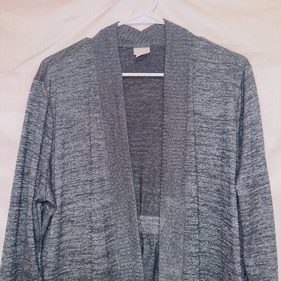 Chico's Black/Gray Long Sleeve Open Front Slouchy Cardigan Sweater size large - Picture 4 of 7